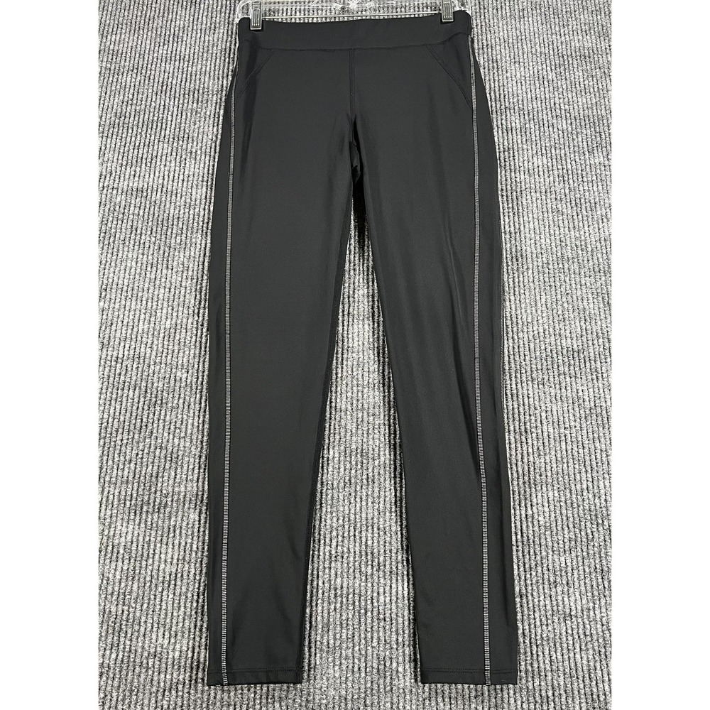 Oiselle Pants Womens 6 Black Reflective Stripe Pockets Activewear Running Yoga